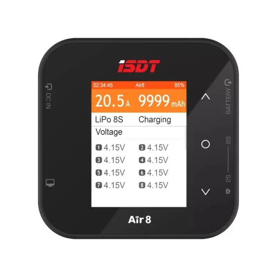 ISDT Air8 500W 20A Balance Battery Charger Discharger 1-8S for Li-po Li-hv Li-fe NiMH Ni-cd Pb with 2 Free Plugs Toys